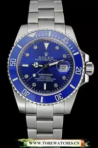 Rolex Submariner Stainless Steel Case Blue Dial Diamond Markers Stainless Steel Bracelet En119918