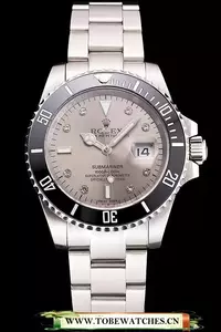 Rolex Submariner Silver Dial Diamond Markings Black Bezel Stainless Steel Case And Bracelet En121626
