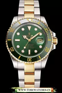 Rolex Submariner Green Dial And Bezel Two Tone Steel Gold Bracelet En121629