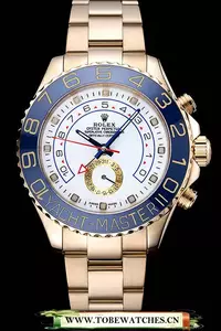 Rolex Yachtmaster Ii White Dial Blue Bezel Gold Bracelet En60167