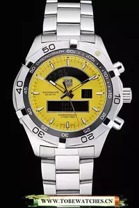 Tag Heuer Aquaracer Chronotimer Yellow Dial Stainless Steel Band En60309