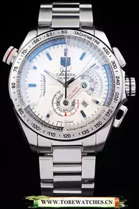 Tag Heuer Carrera Tachymeter Bezel White Dial Stainless Steel Strap En58248