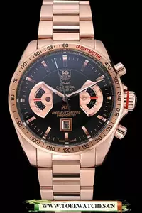 Tag Heuer Grand Carrera Rose Gold Bracelet Black Dial En59431