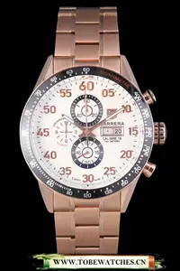 Tag Heuer Carrera Rose Gold Bracelet White Dial En59435