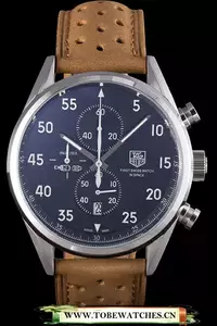 Tag Heuer Carrera Spacex Silver Bezel With Black Dial And Light Brown Leather Strap En59627