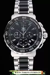 Tag Heuer Formula 1 Chronograph Black Dial Black Bezel Two Tone Stainless Steel Band En60306