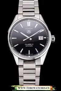 Tag Heuer Carrera Calibre 5 Black Dial Stainless Steel Case And Bracelet En121639