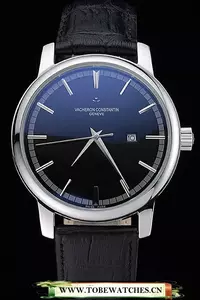 Vacheron Constantin Patrimony Contemporary Silver Case Black Dial Black Leather Strap En60202