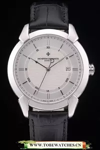 Vacheron Constantin Traditionnelle White Dial Roman Numerals Black Leather Bracelet En105442