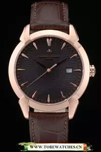 Vacheron Constantin Traditionnelle Black Dial Rose Gold Case Brown Leather Bracelet En105502