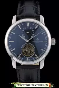 Vacheron Constantin Patrimony Traditionnelle Black Dial Stainless Steel Case Black Leather Bracelet En108742