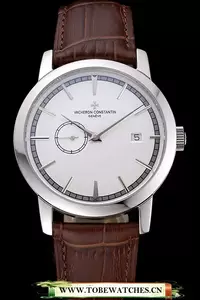 Vacheron Constantin Patrimony Contemporaine Stainless Steel Case White Dial Brown Leather Bracelet En120084