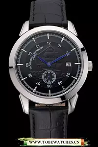 Vacheron Constantin Traditionnelle Black Ship Dial Stainless Steel Case Black Leather Strap En121427