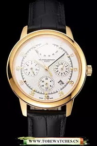 Vacheron Constantin Traditionnelle Power Reserve White Dial Gold Case Black Leather Strap En122012