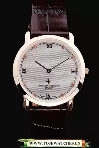 Vacheron Constantin Silver Dial Rose Gold Case Rich Maroon Bracelet En16571