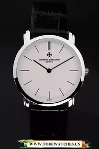 Vacheron Constantin Patrimony White Stainless Steel Case Black Leather Bracelet En16611