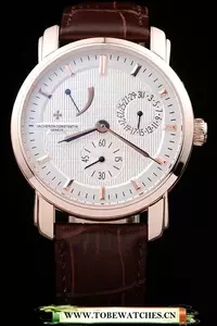 Vacheron Constantin Malte Power Reserve White Dial Rose Gold Case Brown Leather Bracelet En59722
