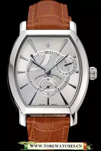Vacheron Constantin Malte White Dial Stainless Steel Case Brown Leather Bracelet En74652