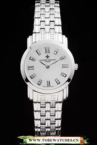 Vacheron Constantin Patrimony Traditionnelle White Dial Diamond Numerals Stainless Steel Bracelet En74682