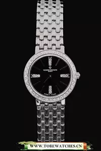 Vacheron Constantin Patrimony Traditionnelle Diamond Black Dial Stainless Steel Bracelet En89232
