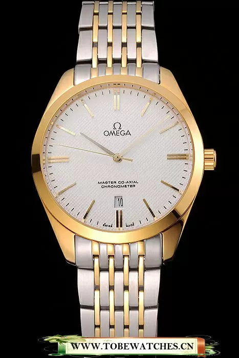 Omega Tresor Master Co Axial White Dial Gold Case Two Tone Stainless Steel Bracelet En121396
