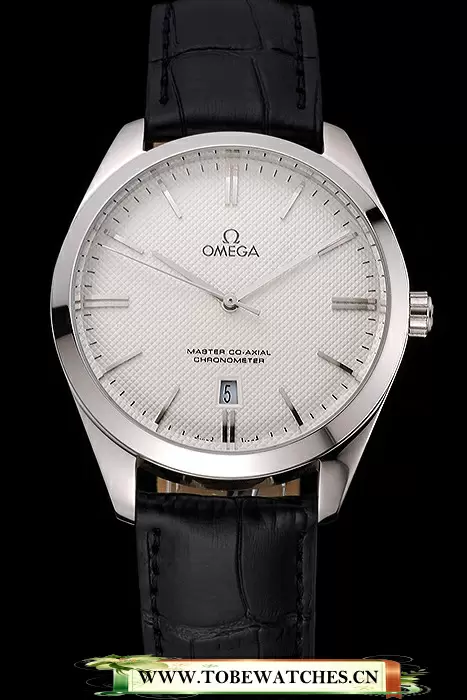 Omega Tresor Master Co Axial White Dial Stainless Steel Case Black Leather Strap En121398