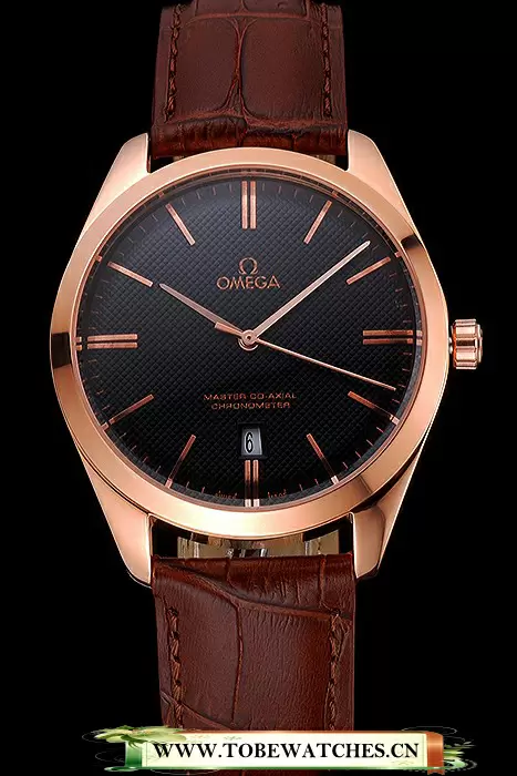 Omega Tresor Master Co Axial Black Dial Rose Gold Case Brown Leather Strap En121400
