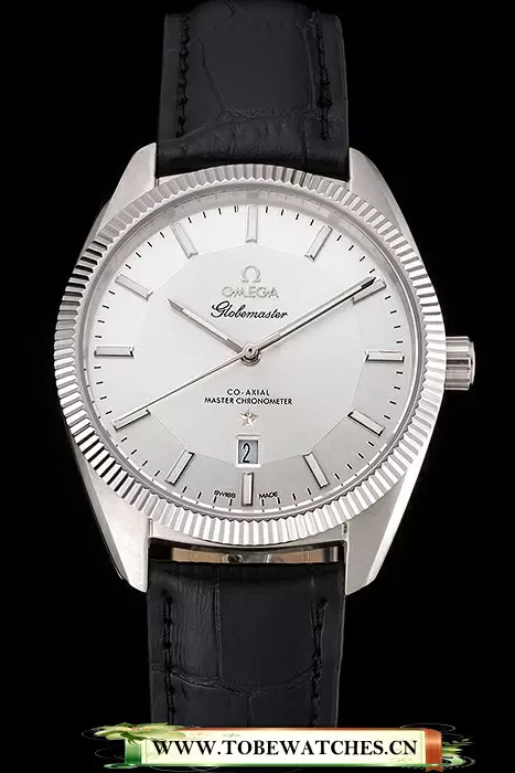 Omega Globemaster Silver Dial Stainless Steel Case Black Leather Strap En122236