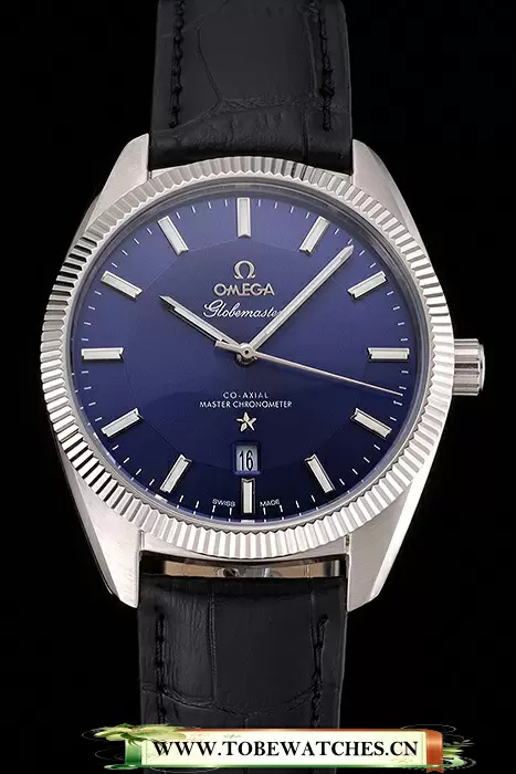 Omega Globemaster Blue Dial Stainless Steel Case Black Leather Strap En122238