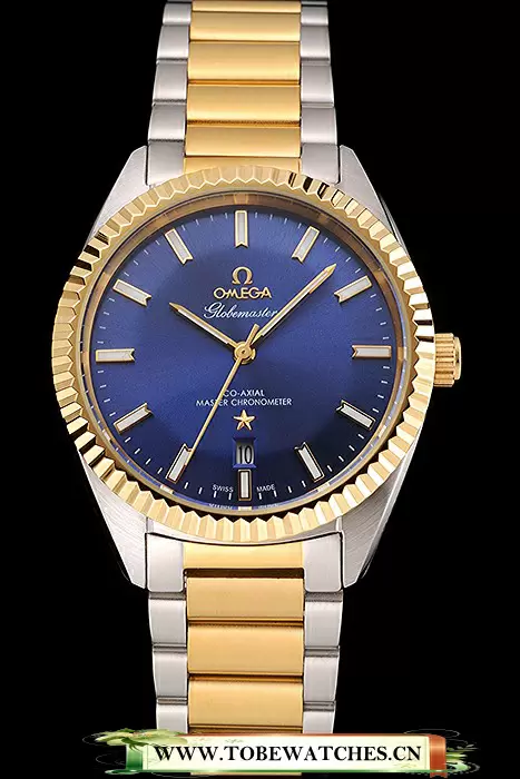 Omega Globemaster Blue Dial Stainless Steel Case Gold Bezel Two Tone Bracelet En122450