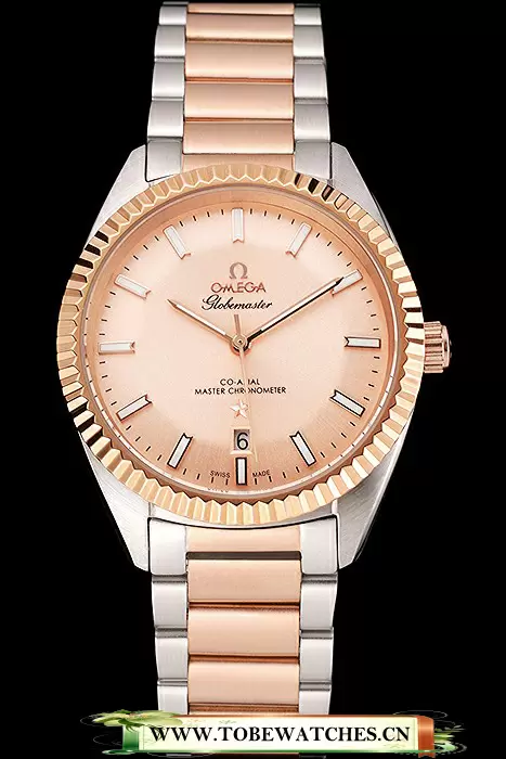 Omega Globemaster Rose Gold Dial Stainless Steel Case Rose Gold Bezel Two Tone Bracelet En122456
