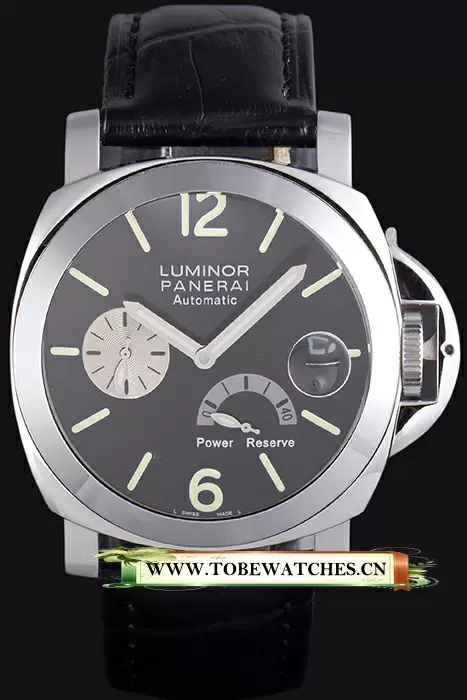 Panerai Luminor Power Reserve Black Dial Black Leather Bracelet En10211