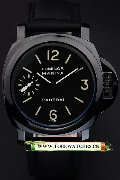 Panerai Luminor Marina Black Dial Black Stainless Steel Case Black Leather Bracelet En10251