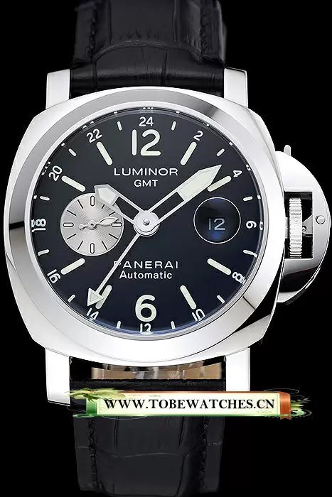 Panerai Luminor Gmt Black Dial Black Leather Bracelet En10491
