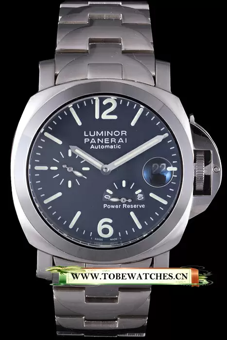 Panerai Luminor Power Reserve Black Dial Brushed Stainless Steel Bracelet En10741