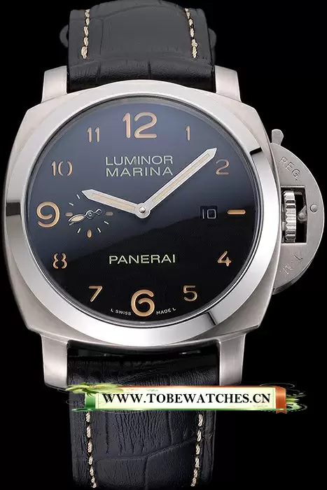 Panerai Luminor Marina 1950 Black Dial Brushed Steel Case Black Embossed Leather Strap En121403