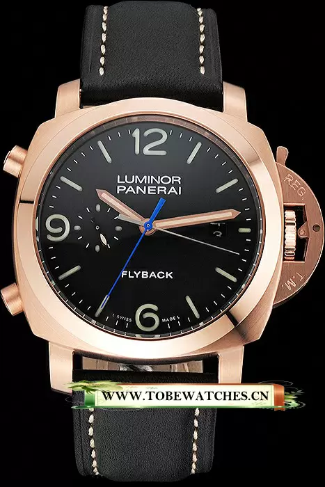 Panerai Luminor 1950 3 Days Chrono Flyback Black Dial Rose Gold Case Black Leather Strap En122725