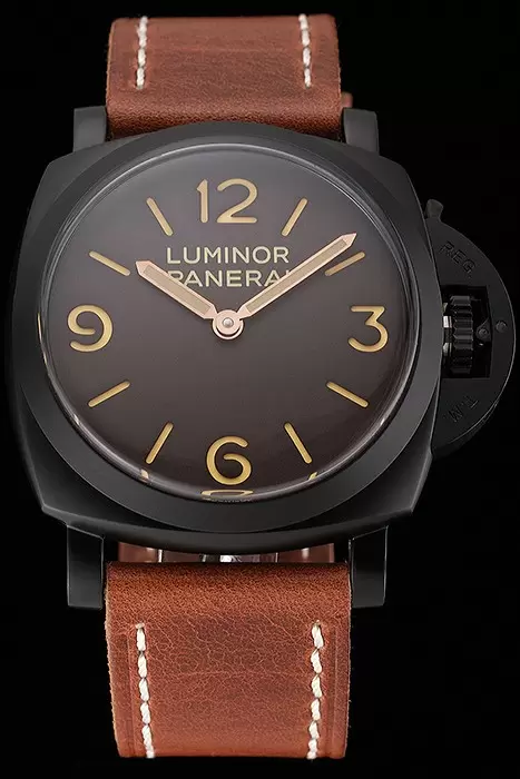 Panerai Luminor Brown Dial Black PVD Case Brown Leather Strap En123961