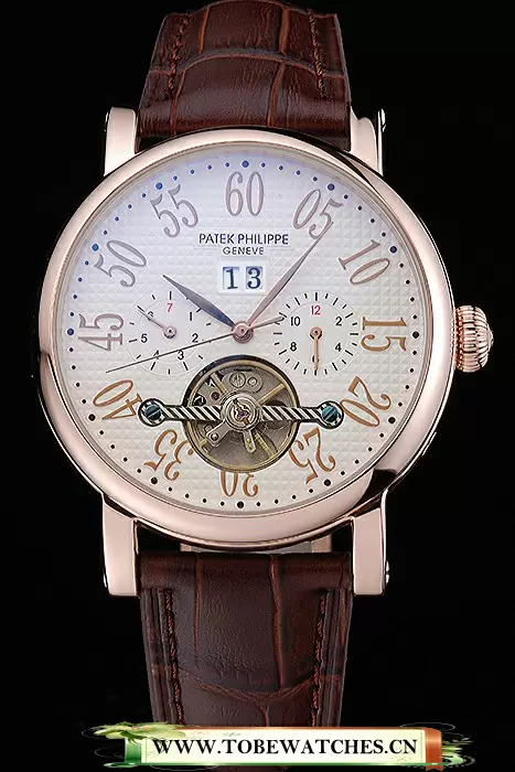 Patek Philippe Grand Complications Gold Case White Dial Arabic Numerals Brown Leather Bracelet En118777