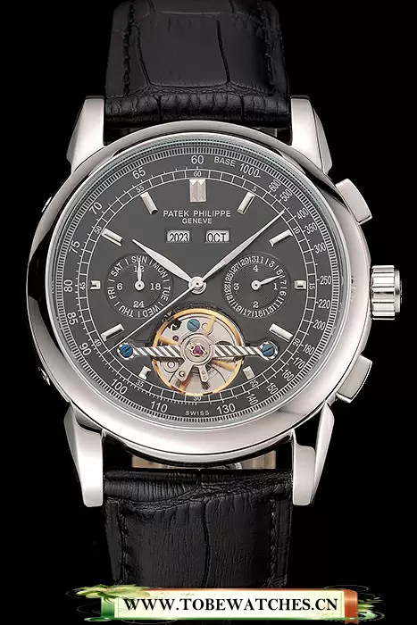 Patek Philippe Grand Complications Stainless Steel Case Black Dial Black Leather Bracelet En118780