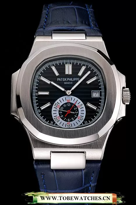 Patek Philippe Nautilus Blue Dial Stainless Steel Case Blue Leather Strap En121964