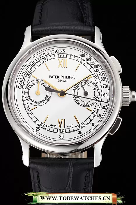 Patek Philippe 5170J White Dial Gold Hands Stainless Steel Case Black Leather Strap En122986