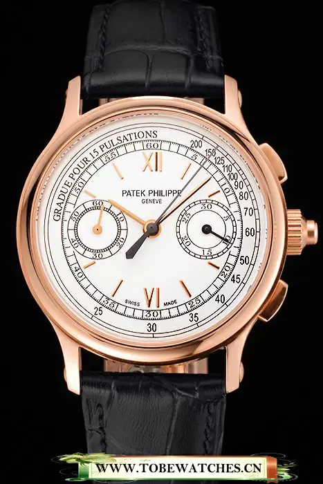 Patek Philippe 5170J White Dial Rose Gold Case Black Leather Strap En122995