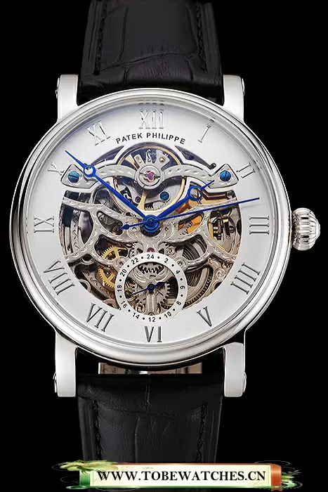 Patek Philippe Grand Complications White Skeleton Dial Stainless Steel Case Black Leather Strap En123915