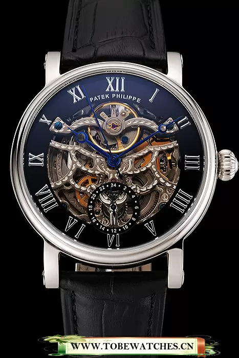Patek Philippe Grand Complications Black Skeleton Dial Stainless Steel Case Black Leather Strap En123917