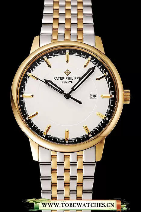 Patek Philippe Calatrava White Dial Yellow Gold Case Two Tone Bracelet En123932