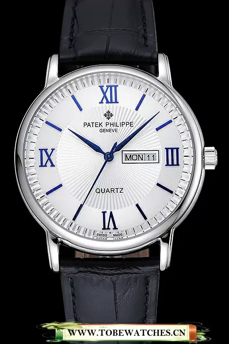 Patek Philippe Calatrava White Dial Silver Case Black Leather Bracelet En124897