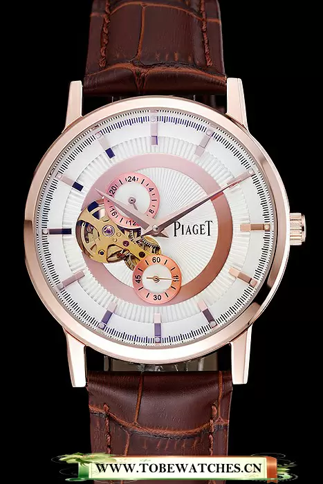 Piaget Altiplano White Dial Gold Case Brown Leather Bracelet En124896