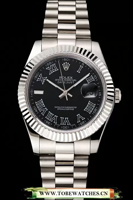 Rolex Datejust Black Dial Roman Numerals Stainless Steel Case And Bracelet En122502