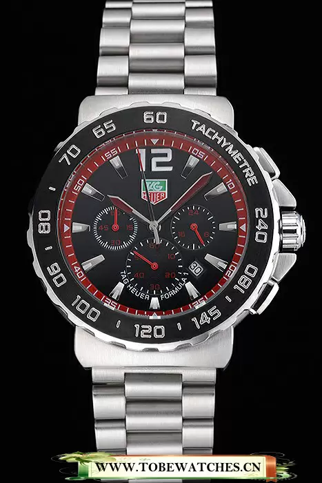 Tag Heuer Formula 1 Chronograph Black Dial Black Bezel Stainless Steel Band Red Numerals En119100